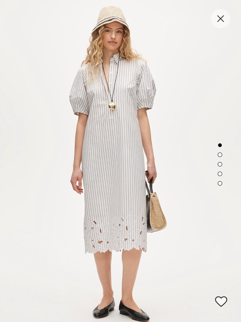 J. Crew Navy Puff Sleeve Eyelet-Hem Midi Dress In NAVY